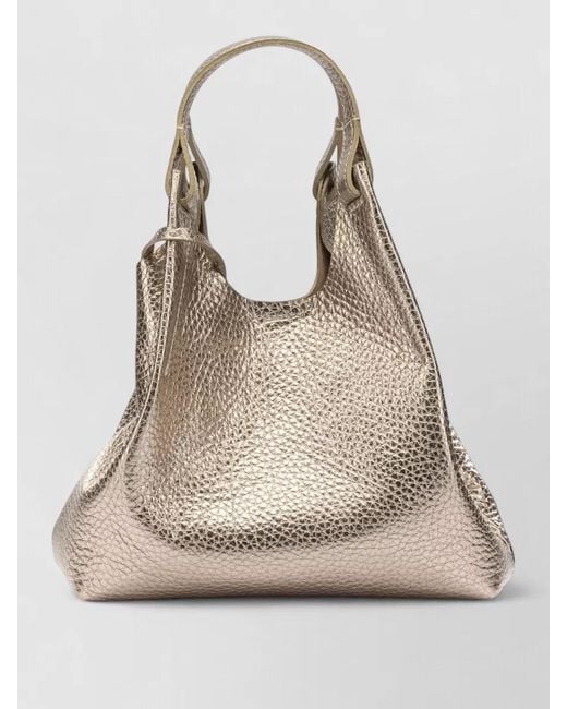Gianni Chiarini Natural Tote Bag Metallic Look Detachable Strap