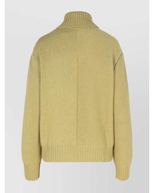 Burberry Yellow Cashmere Fine-Ribbed Roll-Neck Jumper
