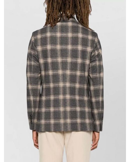 Circolo 1901 Gray Cotton Blend Single Breasted Check Jacket for men