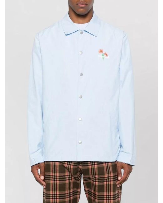 KENZO White Floral Print Single Breasted Coat for men