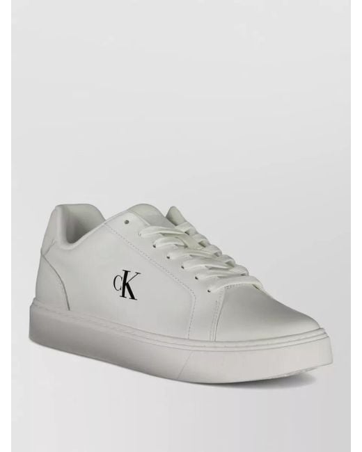 Calvin Klein White Leather Lace-Up Sneakers for men