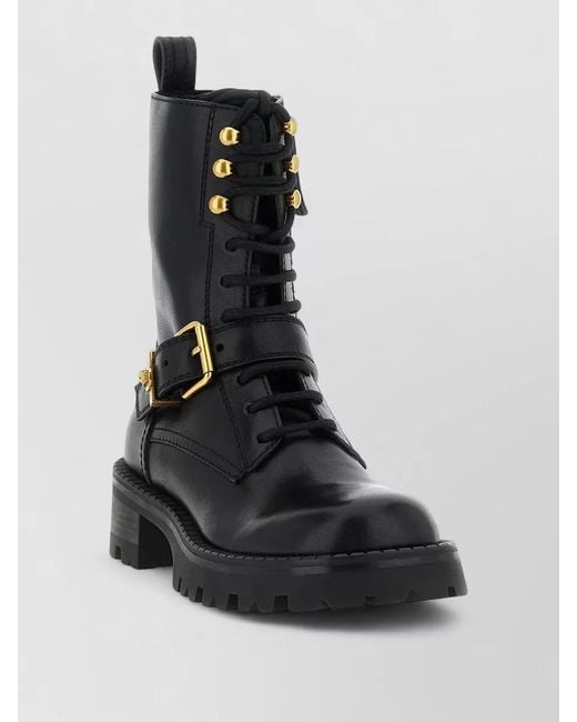 Versace Black Ankle Lace Up Boots Chunky Sole