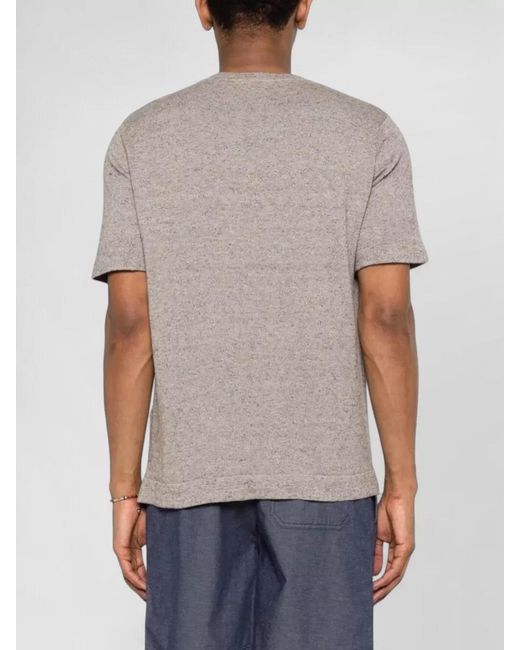 Woolrich Gray Linen Cotton Crew Neck Textured T Shirt for men