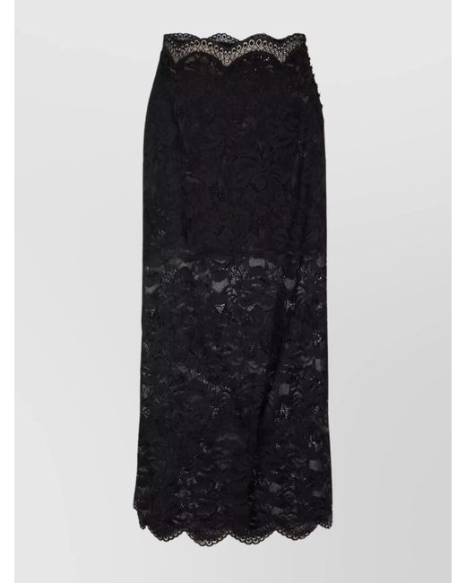 Rabanne Black Lace Cropped Midi Skirt