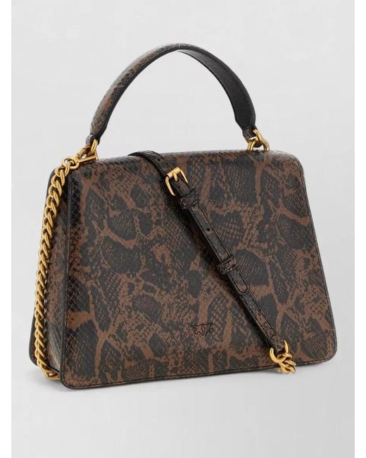 Pinko Black Love One Light Snake Shoulder Bag