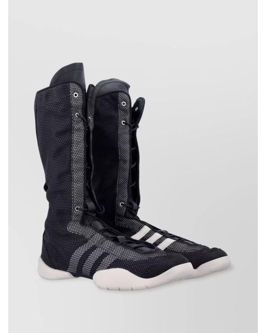 Y-3 Blue Striped Mesh High-Top Sneakers