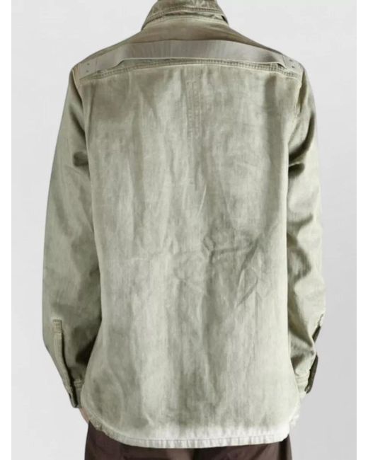 Rick Owens Green Long Sleeve Overshirt Drkshdw Chest Pockets for men