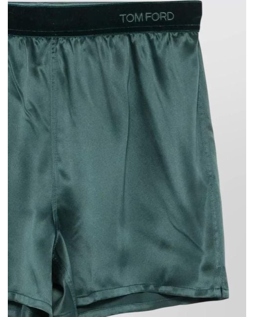 Tom Ford Green Silk Satin Pajama Shorts Elasticated Waist