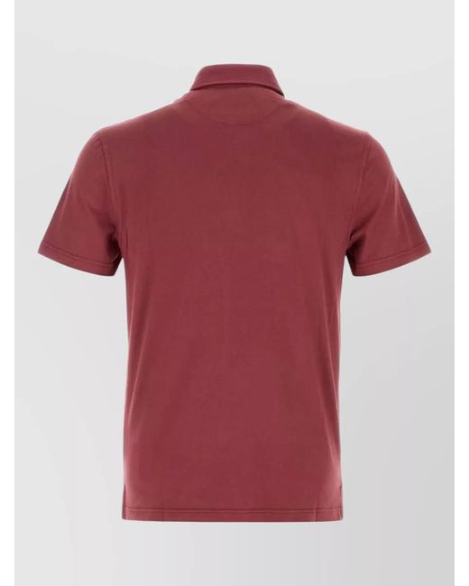 Fedeli Red Stretch Cotton Polo Shirt Short Sleeves for men