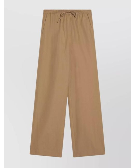 Loulou de Saison Natural Cotton Trousers With Elastic Waistband And Wide Leg