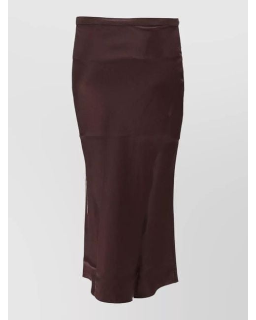 Anine Bing Brown High Waist Silk Midi Skirt Side Slit