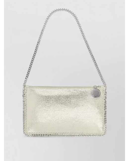 Stella McCartney White Rectangular Shoulder Bag Metallic Chain Strap