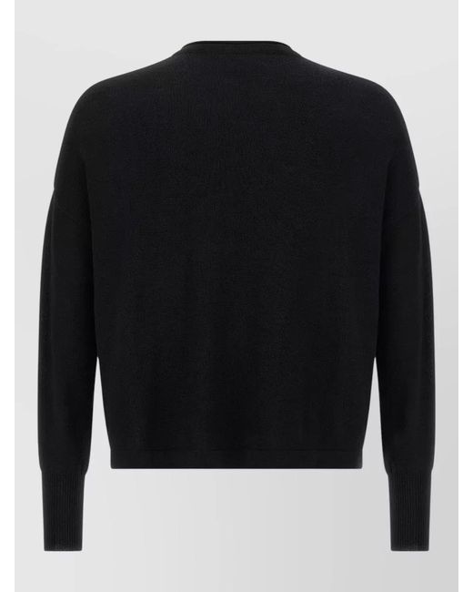 Ma'ry'ya Black Wool Sweater Crew Neck Chest Pocket for men