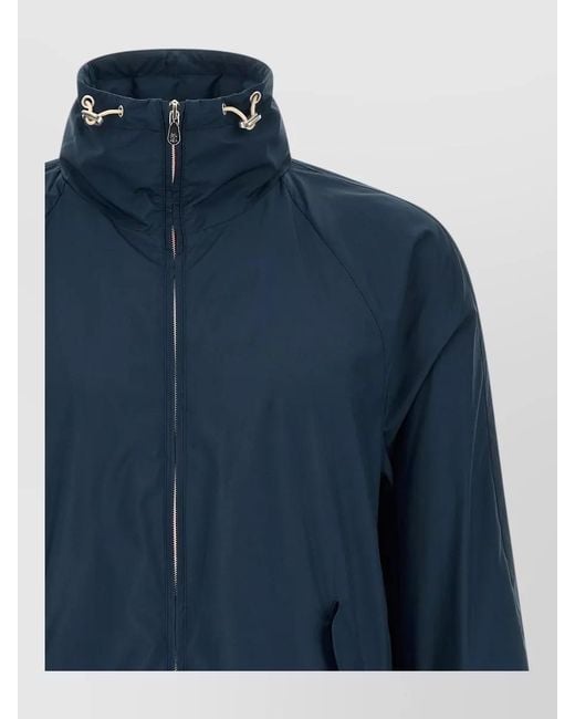 Brunello Cucinelli Blue Nylon Hooded Jacket Drawstring Hem for men