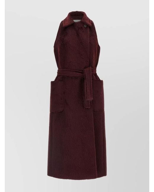 Max Mara Purple Alpaca Virgin Wool Faux Fur Jacket