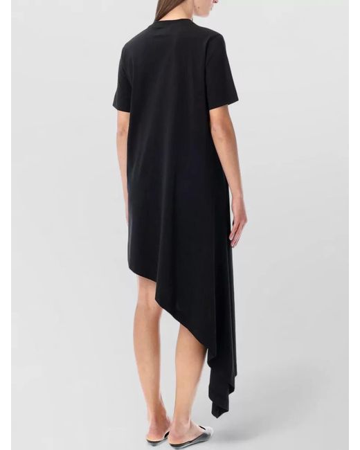 Loulou Black Cotton Asymmetric Draped Mini Dress