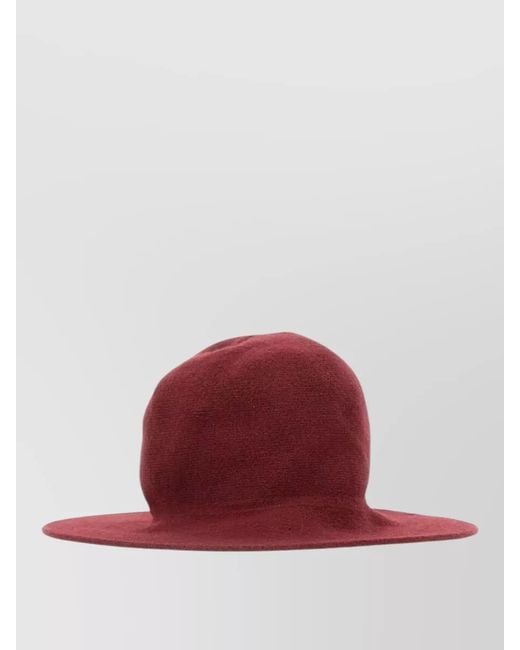 Borsalino Red Round Crown Wide Brim Wool Blend Hat