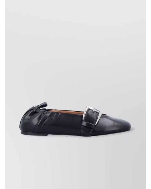 Ganni Blue Butterfly Strap Ballerina Shoes