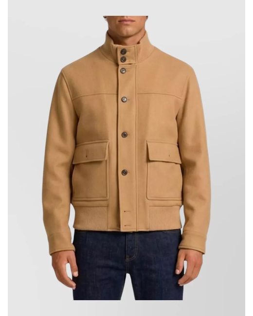 Lardini Blue Virgin Wool Ribbed-Collar Bomber Jacket for men