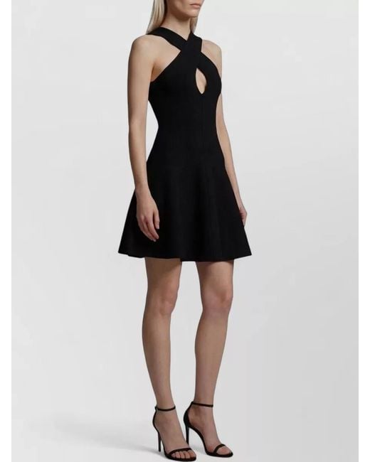 Alaïa Black Knit Mini Dress Cross Neckline Cutout