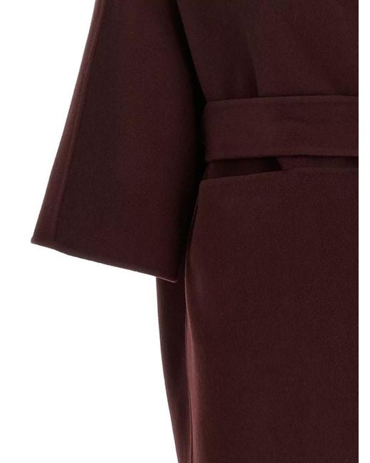 Gianluca Capannolo Red Belted Funnel Neck Coat