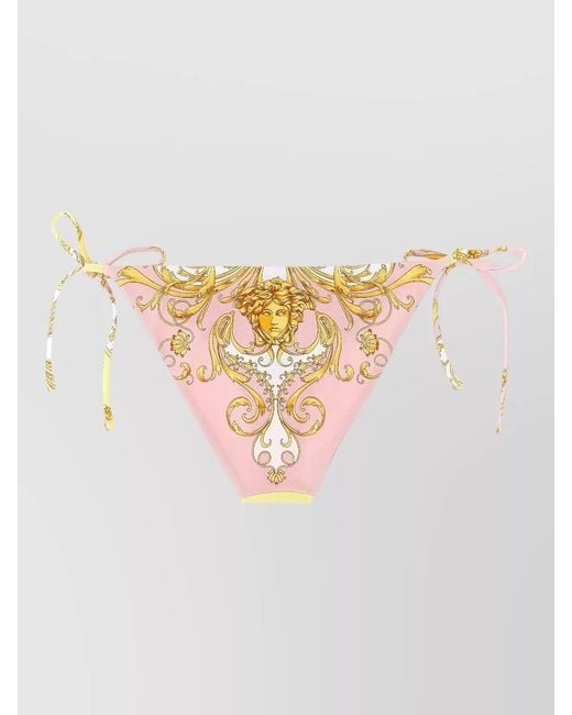 Versace Pink Floral-Print Tie-Side Bikini Bottoms