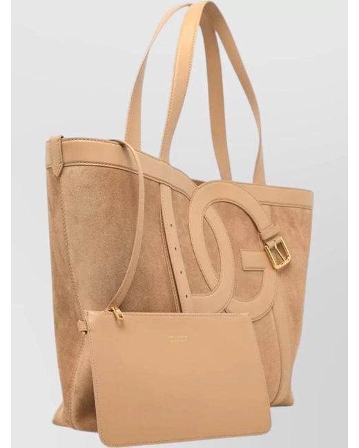 Dolce & Gabbana Natural Small Shopping Leather Tote Bag