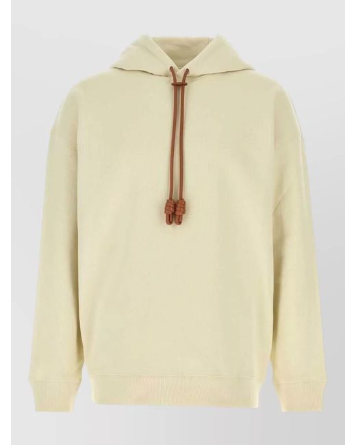 Loewe Natural Cotton Hooded Sweatshirt Drawstring Ribbed Cuffs Hem for men