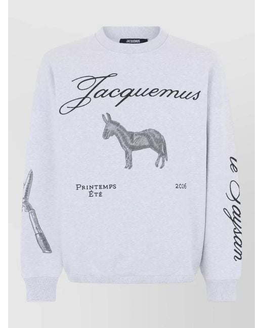 Jacquemus Gray Le Paysan Donkey Graphic Crew Sweatshirt for men