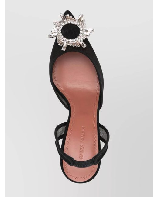 AMINA MUADDI Black Mesh Slingback Pumps