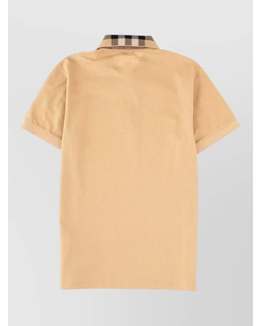 Burberry Natural Cotton Check Collar Polo Shirt for men