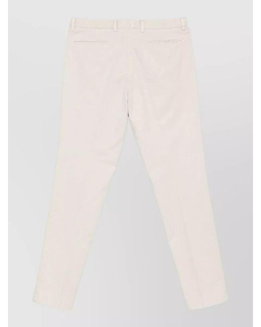 Boglioli White Slim Cut Cotton Blend Tailored Trousers for men