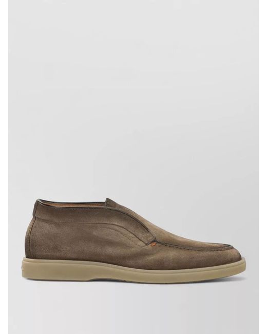 Santoni Brown Suede Leather Loafers for men