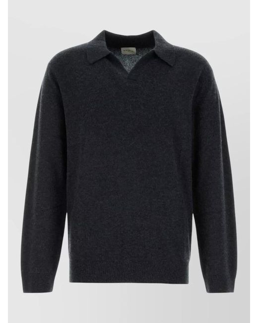 LeKasha Blue Gibson Cashmere Sweater Collared Long Sleeves for men