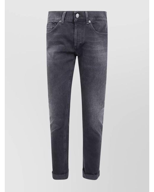 Dondup Blue Cotton Straight-Leg Trousers for men