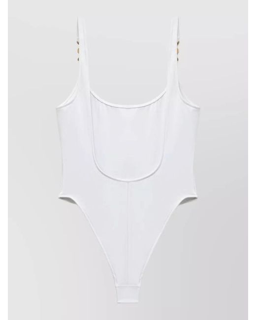Versace White One Piece Swimsuit Scoop Back High Leg