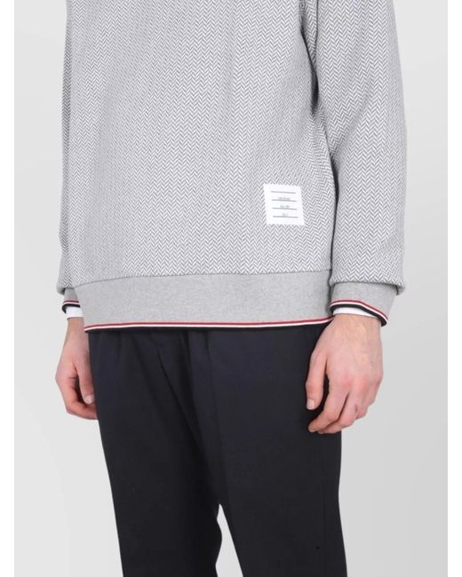 Thom Browne Gray Herringbone Cotton Sweatshirt for men