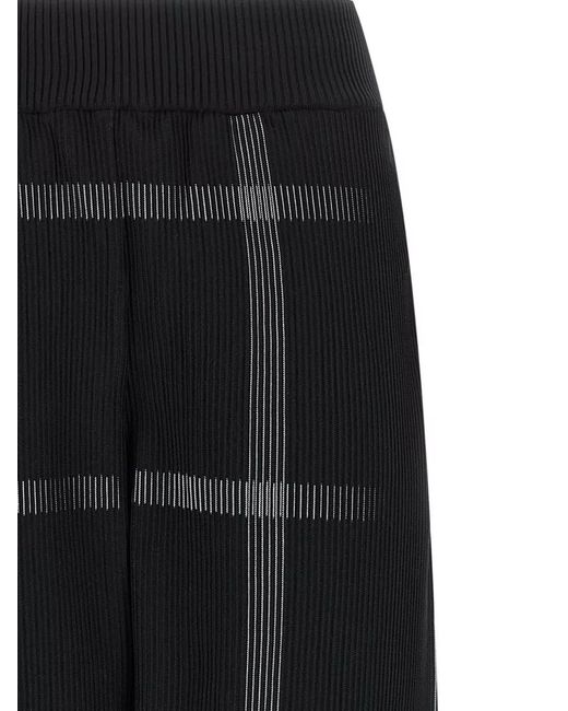 Pleats Please Issey Miyake Black Knit Trousers Ribbed Texture Checked Pattern