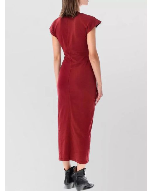 Isabel Marant Red Nadra Ruched Wrap Draped Jersey Dress