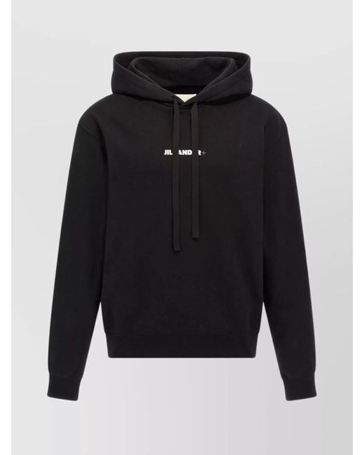 Jil Sander Black Logo Hoodie With Drawstring Hood for men