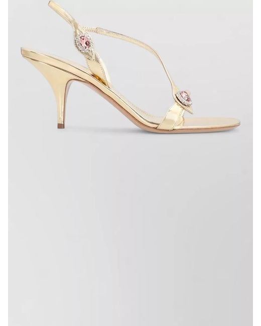 Ferragamo Natural Sandals Metallic Straps Open Toe Detail