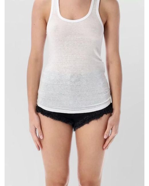 Isabel Marant Blue Linen Relaxed-Fit Sleeveless Tank Top