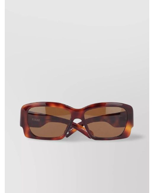 Jacquemus Brown Rectangular Tortoiseshell Frame Sunglasses