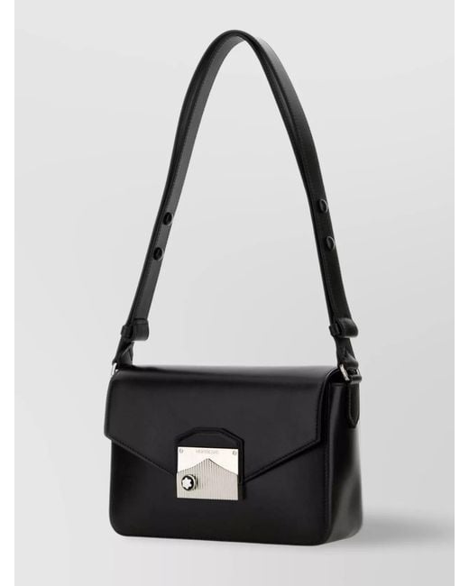 Montblanc Black Leather Messenger Bag for men
