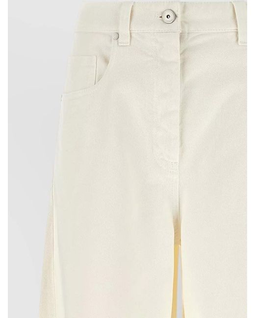 Brunello Cucinelli White Denim High-Rise Wide-Leg Jeans