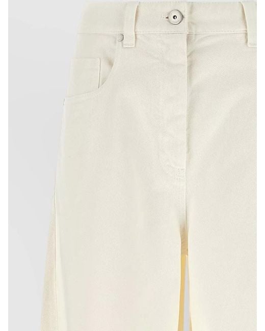Brunello Cucinelli White High Waist Barrel Leg Denim Jeans