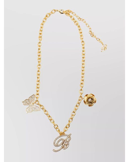Blumarine White Chain With Crystal And Butterfly Charms