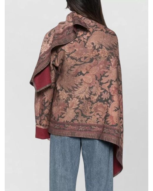 Pierre Louis Mascia Multicolor Wool Floral Print Draped Asymmetric Cape for men