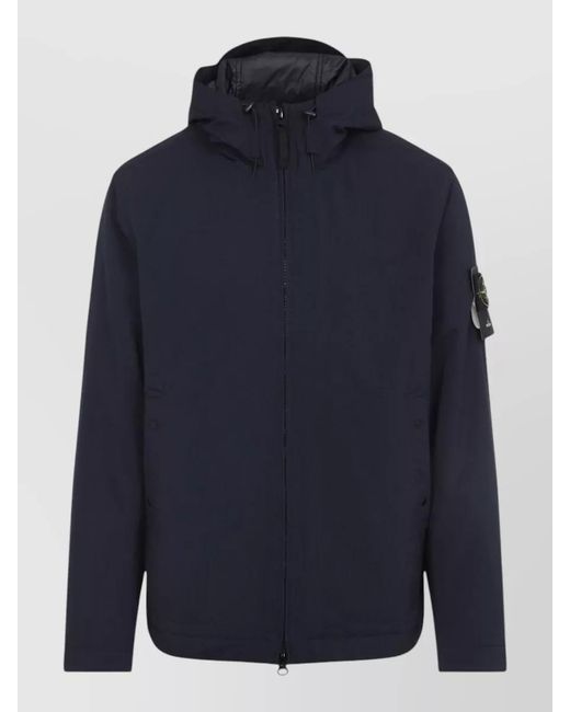 Stone Island Blue Hooded Puffer Jacket for men