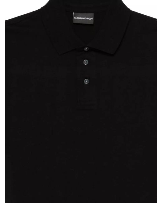 Emporio Armani Black Cotton Short-Sleeve Polo Shirt for men